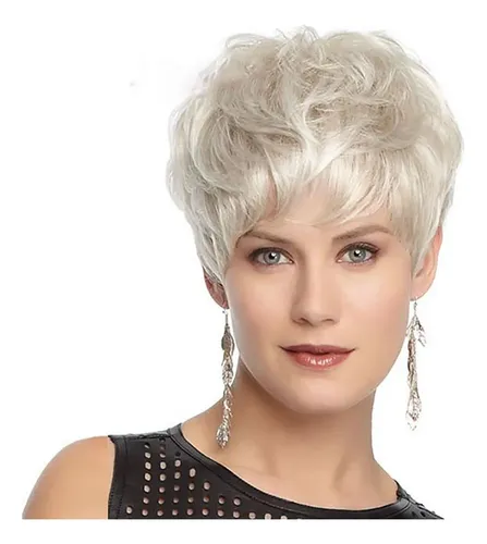 /#*cabello Liso Corto Blanco For Mujer A La Moda Y A La Moda