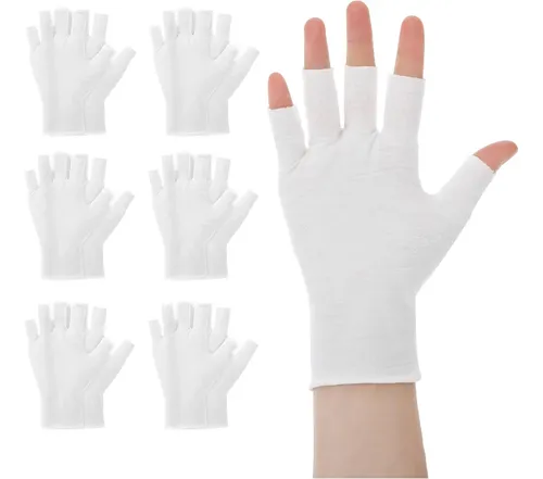 Guantes Blancos De Algodón Sin Dedos Hidratantes Noche M
