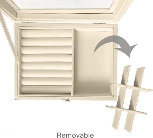 Organizador de Joyas Beige Terciopelo 10 Compartimentos Alhajero