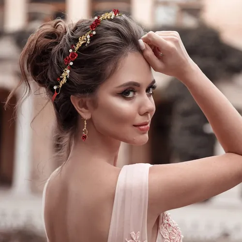 Accesorios Para El Cabello Pagow Corona De Flores Rojas Con