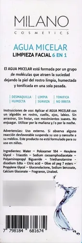 Agua Micelar Milano-limpieza Facial 6 En 1 (200ml) X12 Unid