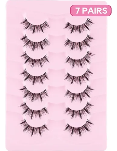 Pestañas Postizas Jiocolor Estilo Wispy Natural 7 Pares