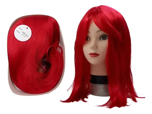 Peluca 40cm Corta Bob Carre Simil Natural Diaria Teatro Tamaño de la base 4cm Tono a12 Rojo