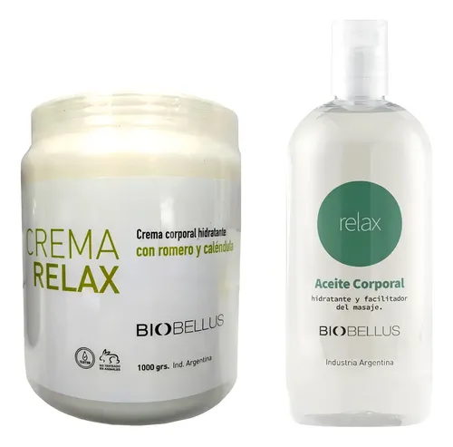 Crema Masajes Musculares 1kg + Aceite Relax 500ml Biobellus Tipo De Envase Pote Tipos De Piel Normal