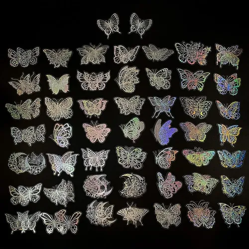 100 Pegatinas Holográficas Con Purpurina Con Forma De Maripo