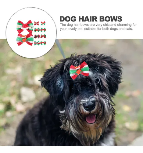 10 Unidades De Lazos Para El Pelo De Navidad Para Mascotas,