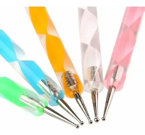 Kit De 5 Pinceles Dotting Doble Punta Cherimoya P/decoracion