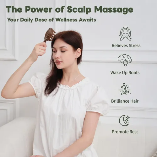 Set De Masaje Capilar Aurift : Cepillo Y Gua Sha De Madera