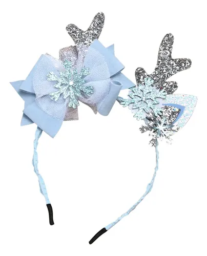 Diadema De Navidad Con Lazo Y Cuernos Para Fiesta