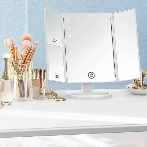 Espejo Luz Led Usb Triple Aumento Maquillaje 241344 Mlpv