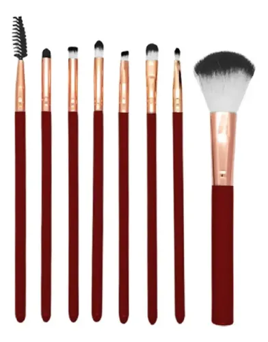 Brochas Mely Set De Pinceles Para Rostro Y Ojos Fibra Doble Color X1_rojo / 8 Brochas Mely