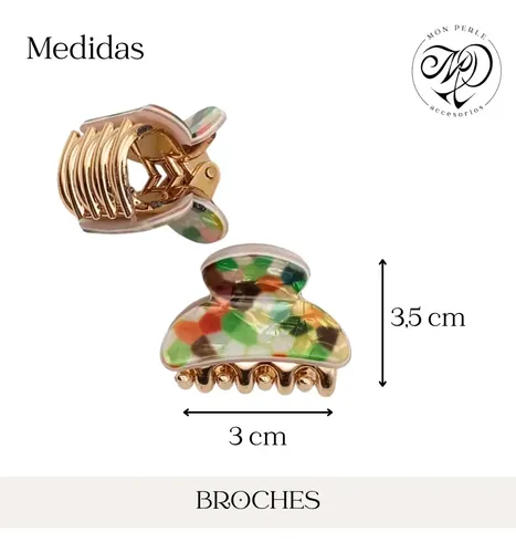 Broches Pelo Hebilla Gancho Media Colita Por Par Color Verde Musgo