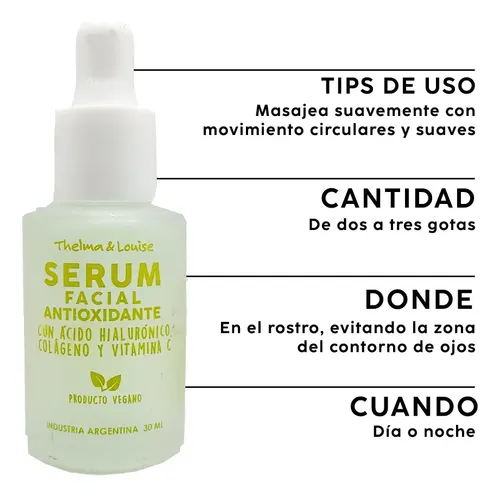 Serum Facial Antioxidante con Ácido Hialurónico y Vitamina C 30 mL