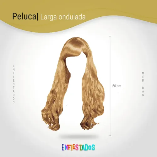 Peluca Ondulada Largo Pelo Ondas Cotillon Fiesta Cosplay X1