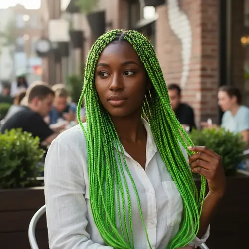 Kanekalon Extension Pelo Termico Trenza Africana 60cm Lfme Verde Fluo A26