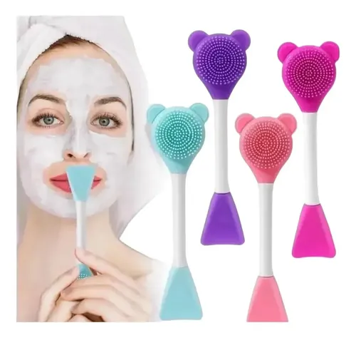Cepillo Exfoliante Para Punto Negro Y Labios Limpiador Facial Con Espatula De Silicona osito Rebaratooo