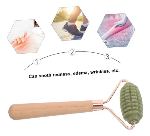 Rodillo Facial De Jade Verde Portátil Para Masaje Y Relax