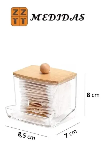 Organizador Acrílico Cuadrado T/ Bambú C/ Dispenser Zztt