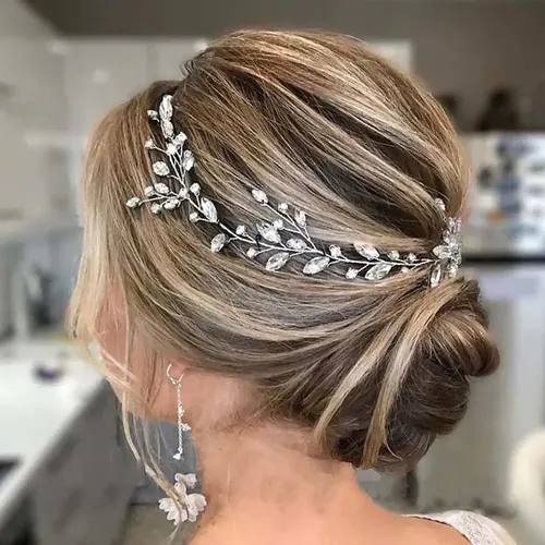 Diadema/tocado De Boda Con Hojas De Diamantes De Imitación B