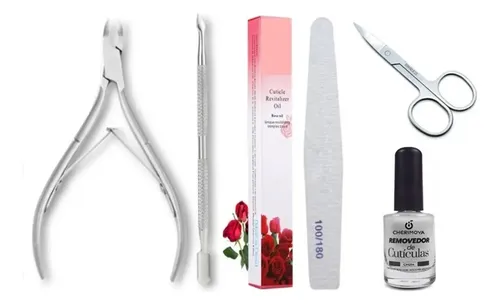 Kit Cuidado Cutículas Alicate Repujador Removedor Limas