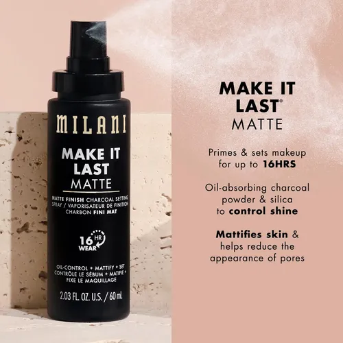 Spray Fijador Milani Make It Last Matte Charcoal, Paquete De
