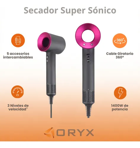 Set Secador De Pelo Oryx 1600w Con Difusor Rizador Ion