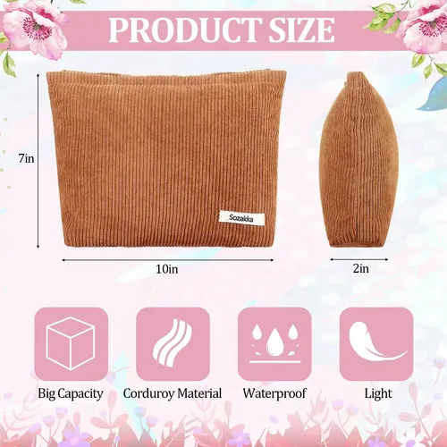 Bolsa De Maquillaje Hillban Corduroy 12 Piezas 26 X 18 Cm Pa
