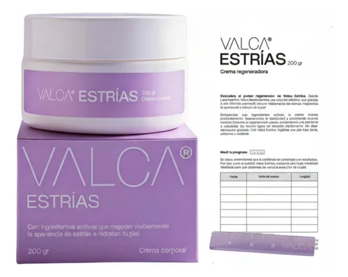 Crema Tratamiento Estrias Rojas/blancas Valca 200gr C/regla