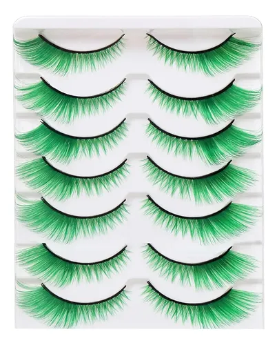 Pestañas Verdes Postizas Felinas Suaves Para Cosplay Y Fies