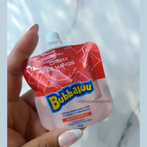 Mini Crema De Manos Hidratante Bubbaluu Ricos Aromas 30 Gr Fragancia Frutilla