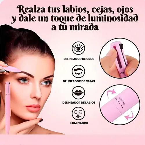 Makeup Pen Lapiz Delineador 4en1 Para Ojos Cejas Labios Ilum Acabado Mate Color 4 Colores