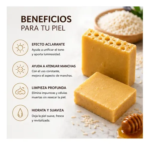 Pack X2 Jabón De Arroz Y Miel Aclarante Facial Corporal
