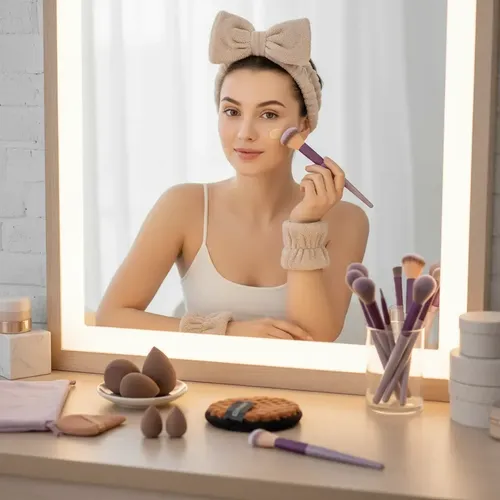Set Brochas+ Acces Skincare +esponjas Vinchas Maquillaje
