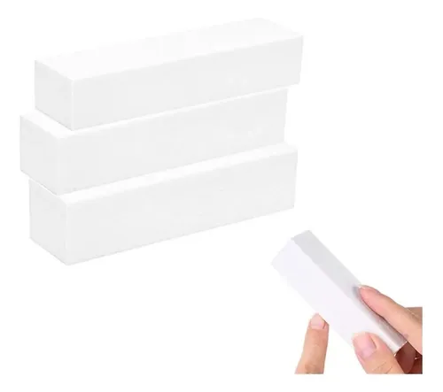 Bloque Pulido Uñas Esculpidas Acrílicas Gelificadas Blanco