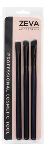 Set Pinceles Maquillaje X 3 Zeva Negro