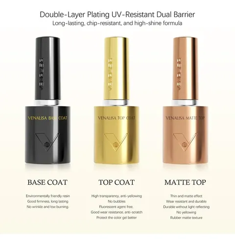 Set Base Y Top Coat Gel Uñas Brillo Y Mate Profesional
