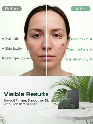 Gua Sha Tool Topold, Piedra De Jade Natural, Cara Verde