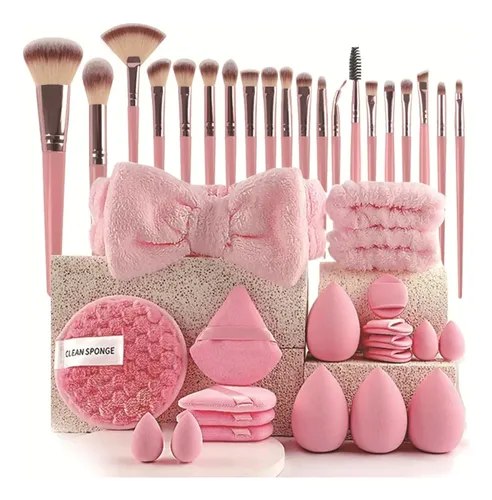 Set De 40pz Brochas Maquillaje Vogue Pinceles Viaje Colorosa