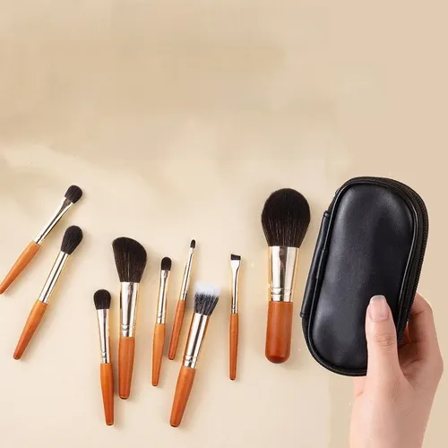 Veejaga Set De 9 Pinceles De Maquillaje Mini Portátil Para