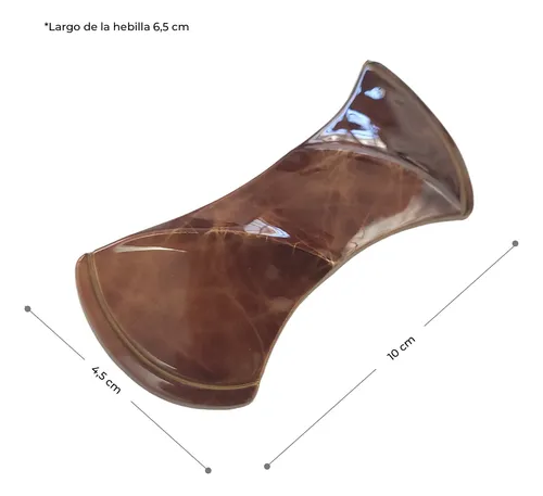 Hebilla Francesa Broche Para Pelo Grande Marrón Pack X12