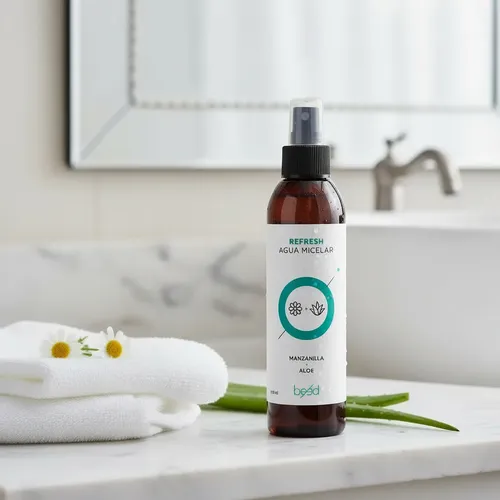 Agua Micelar Natural Manzanilla Aloe Vera Limpieza Facial Suave Revitalizante Desmaquillante Hidratante Tonificante Piel Sensible Rostro Fresco Sin Alcohol Cosmética Natural Cuidado Diario