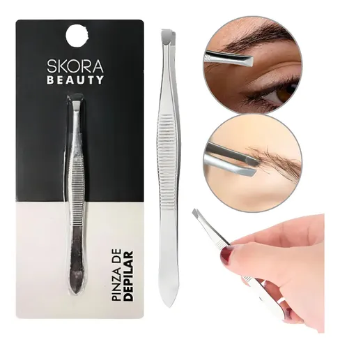 Pincita De Depilar Acero Inoxidable Pinza Para Cejas Skora Color Plateado