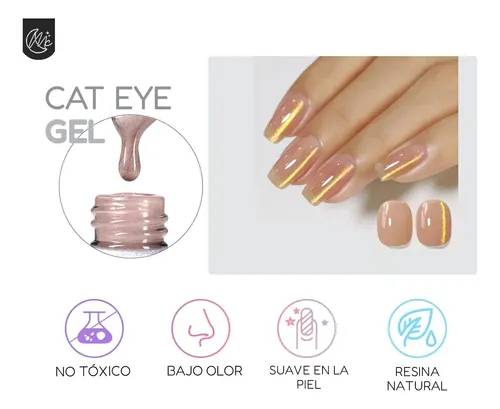 Kit Uñas Esculpidas Esmaltado Efecto Ojo Gato Semipermanente