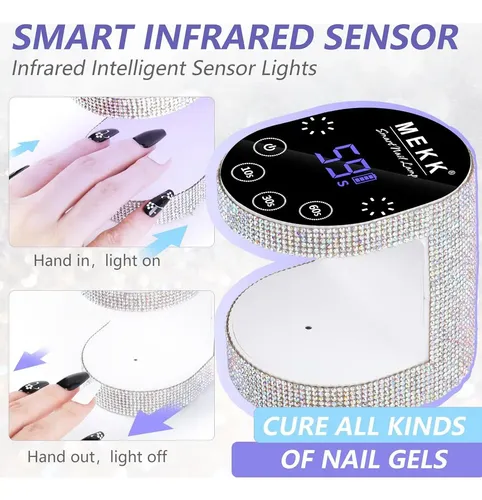 Lámpara De Uñas Led Uv Mekk Mini 24w Inalámbrica Blanca