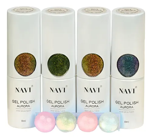 Kit X4 Esmaltes Aurora Navi Semipermanentes Uv Led