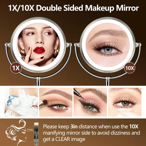 Espejo De Aumento B Beauty Planet 10x Con Luz Plateado