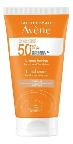 Protector Solar Facial Dermatológico con Color Avene FPS50+ Bloqueador Solar Facial para Piel Seca y Sensible Rápida Absorción Protección UVA UVB y Luz Azul Unifica el Tono de Piel 50ml