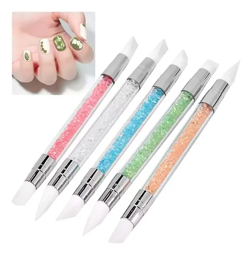 Kit Pinceles De Silicona Doble Punta Para Decoracion De Uñas