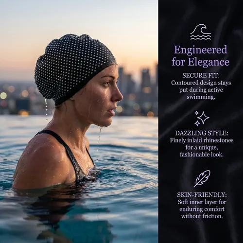 Gorro De Baño Elástico: Moderno Gorro De Baño Con Diamantes