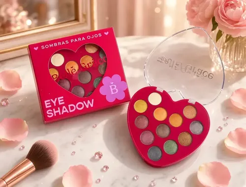 Sombra Ojos Brillante Tono 02 Paleta Corazon 12 Tonos Maquillaje Rostro Veoquiero